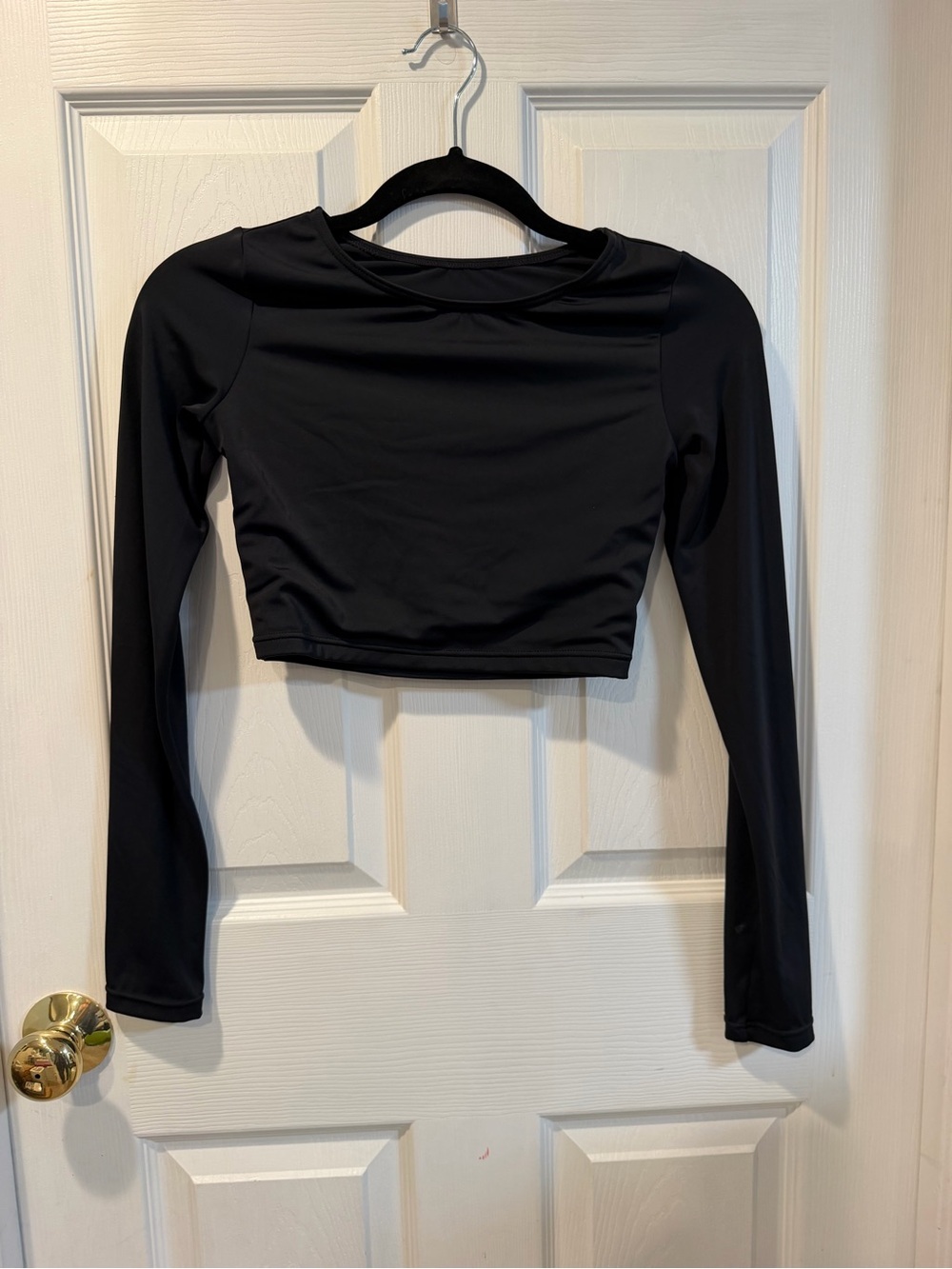 Balera Black Long Sleeve Dance Crop Top Size LC